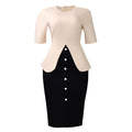 D3359  cross-border e-commerce new arrival: elegant and stylish round neck, five-sleeve, patchwork bodycon dress