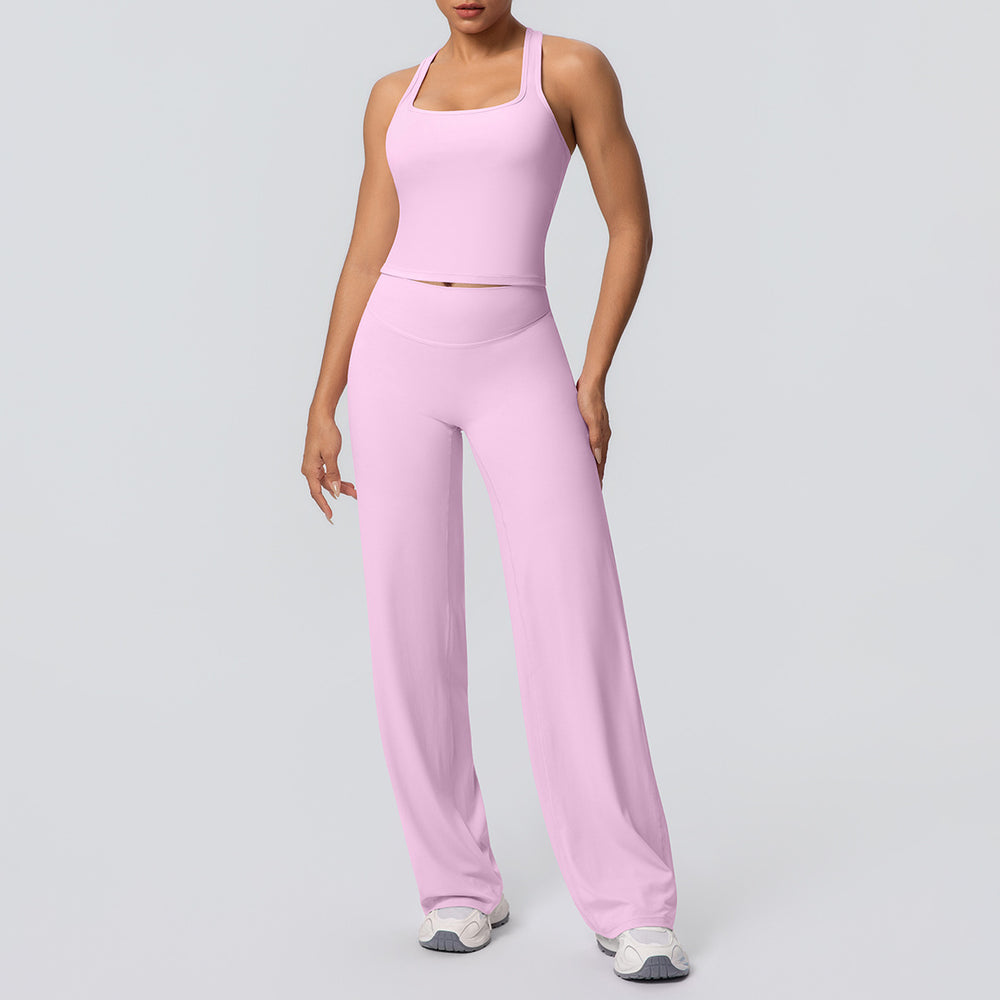 Outdoor casual running fitness yoga outfit - quick-dry, breathable, sexy racerback high-waisted straight-leg pants sports set