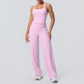 Outdoor casual running fitness yoga outfit - quick-dry, breathable, sexy racerback high-waisted straight-leg pants sports set