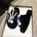2025 winter fuzzy slippers for women, new high-style lambswool warm home cotton slippers for autumn/winter 2025