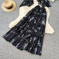 French holiday style one shoulder floral tops high waist skirt women's summertwo-piece set atmosphere elegantsuit