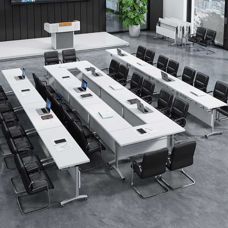 Saint li foldable training table and chair set - mobile desk, folding conference table, extendable bench seating