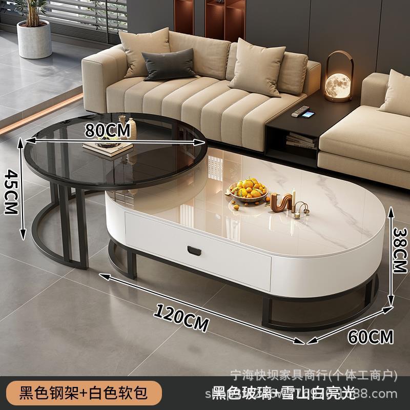 Coffee table living room for homeaccessible luxury oval modern casual type popular glass small tea table slate small apartment accessible luxury