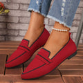 Plus size women's flat shoes for export - spring  pointed toe flyknit slip-on casual loafers - breathable