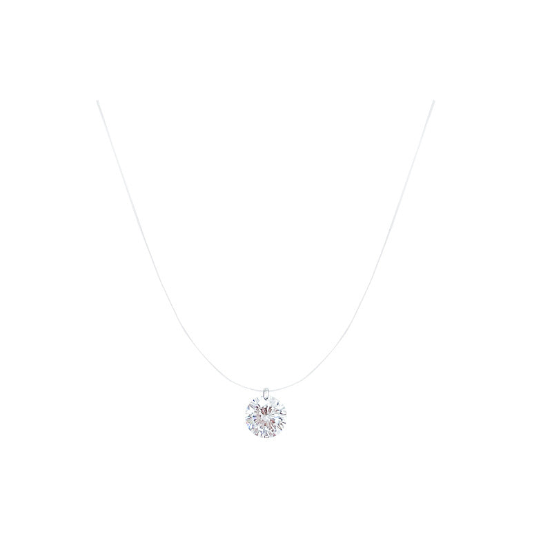 Mermaid's tears sparkling choker zircon fish line invisible necklace women's light luxury classy sense collarbone chain necklace accessories
