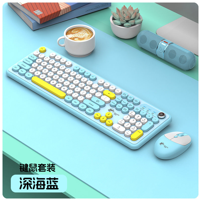 Dragon guardian t801a wireless keyboard and mouse combo - punk style keyboard with knob for desktop and laptop office use