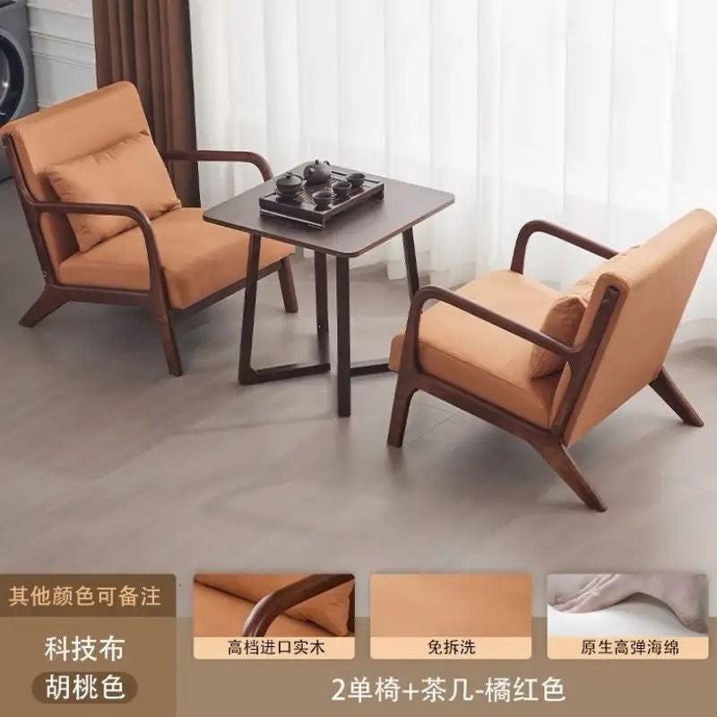 Balcony tea table and chair combination small apartment one table and two chairs household solid wood simple three-piece set reading and drinking tea cp