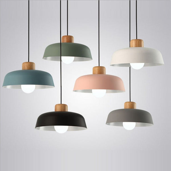 Simple personality Nordic creative industrial wind chandelier restaurant bar living room bedroom light study light wood wrought iron chandelier