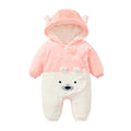 Baby onesie fall and winterthickened bear pajamasheattechoutwearlong sleeveshaya infant korean stylechildren's clothing hooded