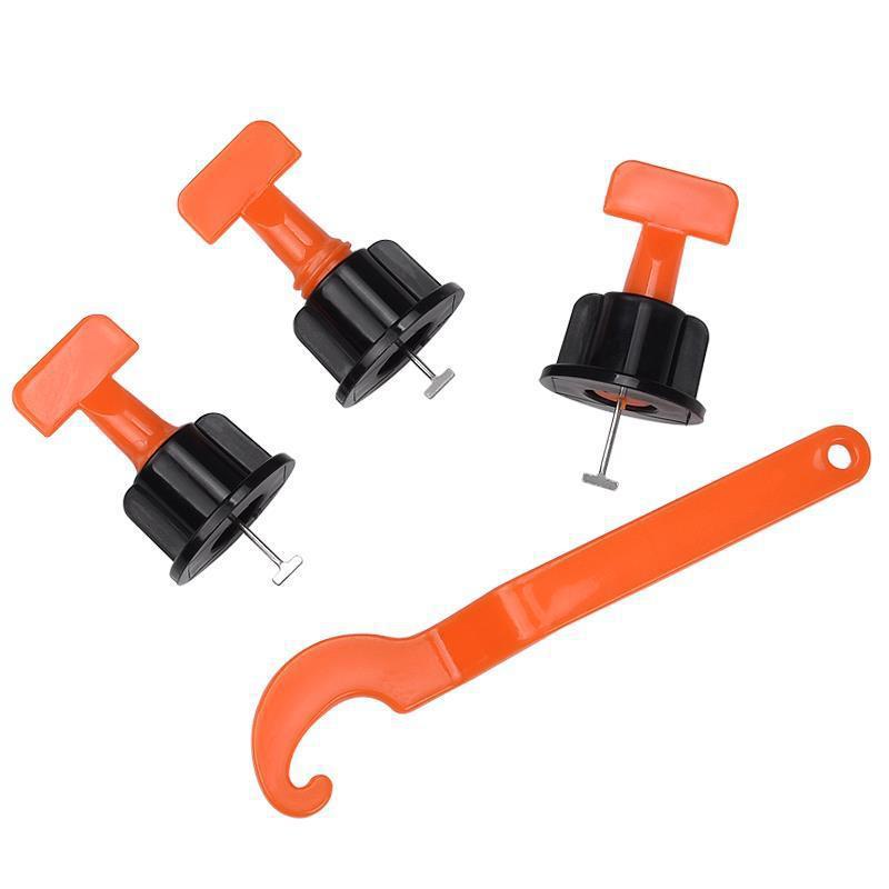 Tile leveling system - adjustable leveling clips, cross shims, new tool, plastic tile crosses, floor tile grout spacers