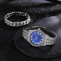 Silver blue + silver cuban bracelet