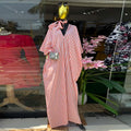 European and american women's clothing 2020 autumn new sweet and fresh loose plus size striped batwing sleeve maxi dress
