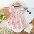 Girls' summer floral dress - trendy bubble sleeve sundress for kids - stylish cartoon print dress