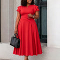 D3367 women's summer new arrival: european and american style elegant plus size midi high waist a-line african dress