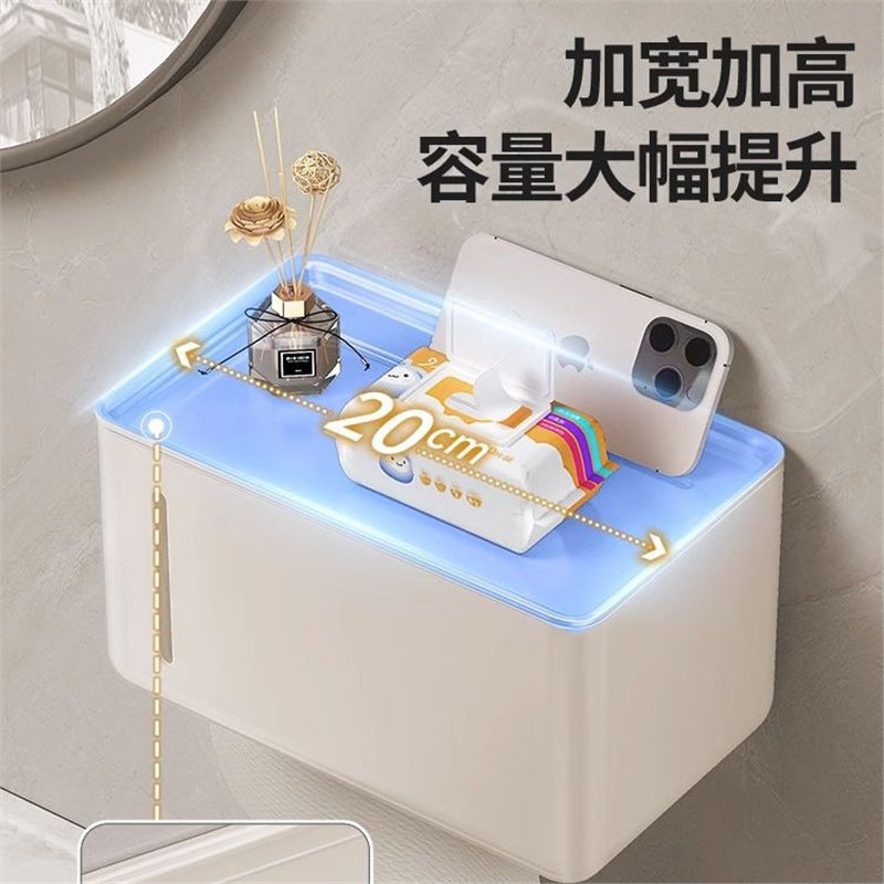 Milk white bathroom tissue box No punching waterproof wall-mounted toilet Roll paper holder Toilet paper box Toilet paper rack