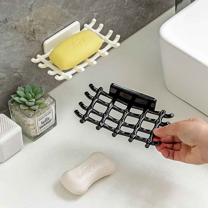 High-value soap box Wall-mounted non-punching household high-grade drain soap Double-layer rack Toilet Bathroom