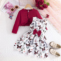 spring/autumn collection: girls' colorful sundress + solid color cardigan - stylish and elegant new arrival for little ladies