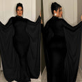 C6575 cross-border   fashion women's solid color batwing long sleeve maxi dress