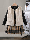 new summer cross-border fashion girls' fuzzy vest + knitted top + a-line skirt three-piece set