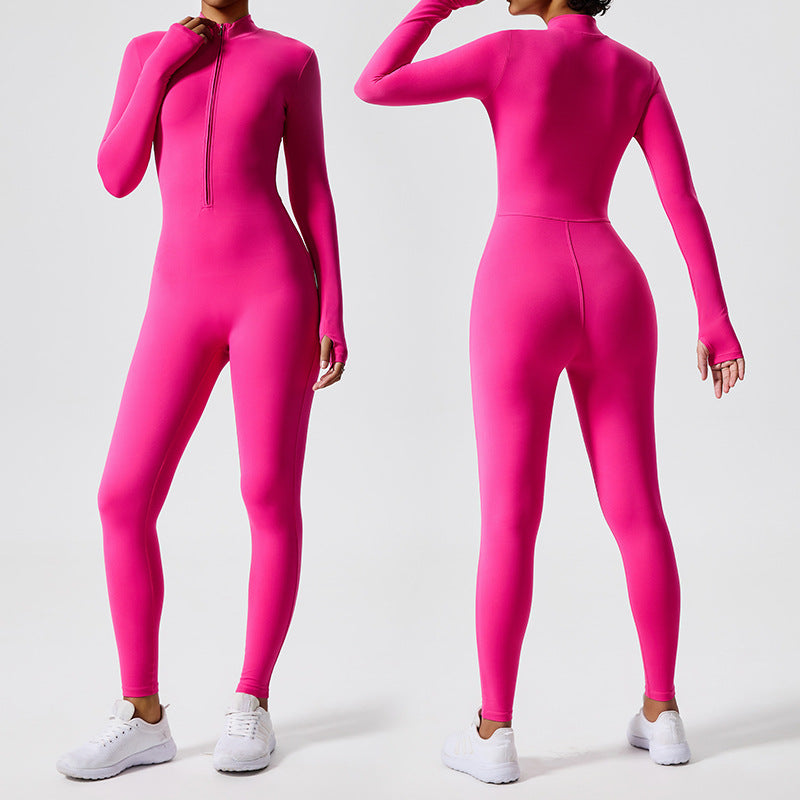 Eco-friendly recycled fabric one-piece yoga bodysuit - open back, tight-fitting, butt-lifting gym outfit - aerial yoga leotard