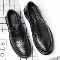 Casual leather shoes for men spring live broadcast british business formal wear hand-grabbed pattern soft leather soft bottom slip-on men's leather shoes