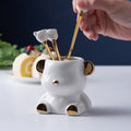 Bear fruit fork suit high-looking electroplated ceramic storage jar stainless steel fork spoon combination fruit pick jar wholesale
