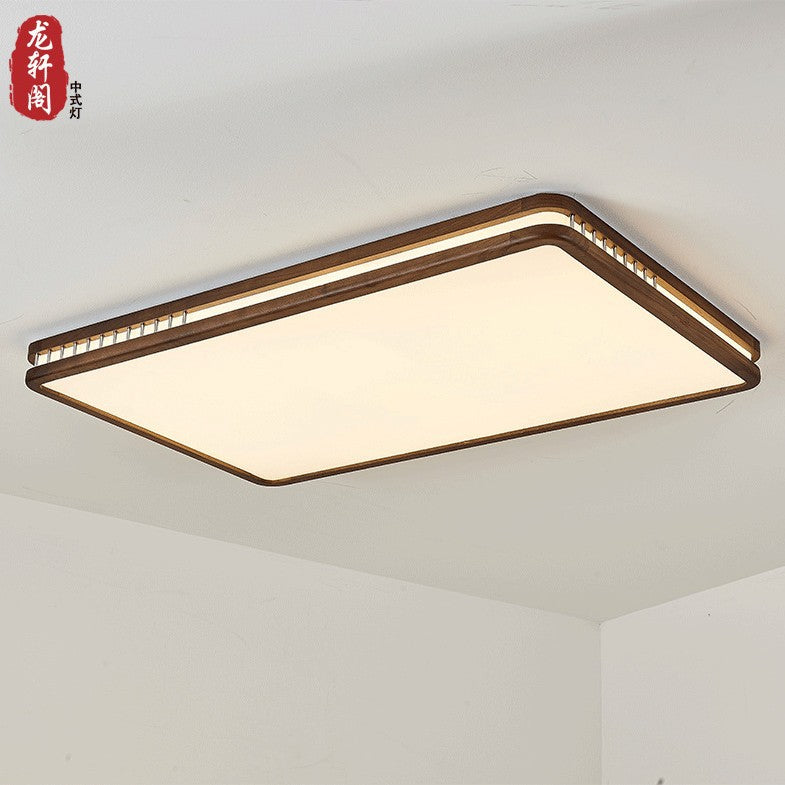 Walnut ceiling lamp New Chinese solid wood living room lamp Zen medieval style master bedroom lamp Full spectrum dining room lamp