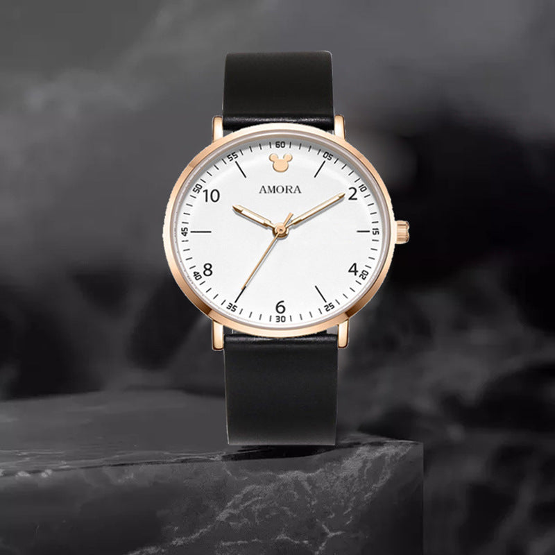Amora casual women's watch - silent quartz watch for middle and high school students, perfect for exams - minimalist, stylish design with starry night luminous dial