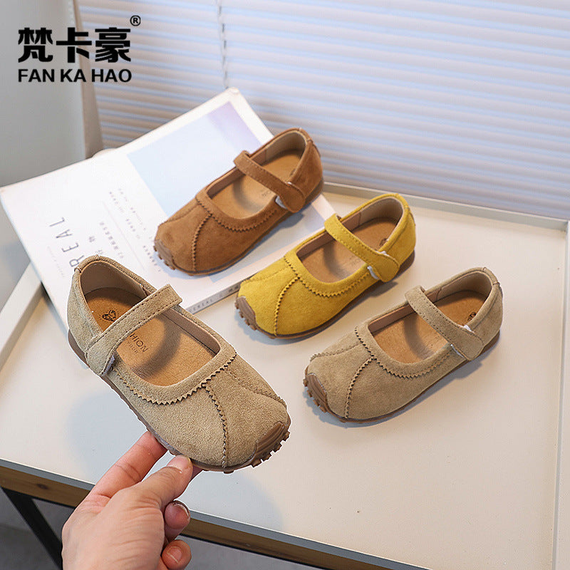 Vancahao niche style design k-style girl mary jane princess shoes  spring & fall new arrivalkids suede flats