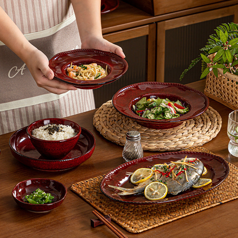 Magnesium fired ceramic super beautiful plate in style art plate commercial catering for home2025new arrival 7.5inch vegetable plate