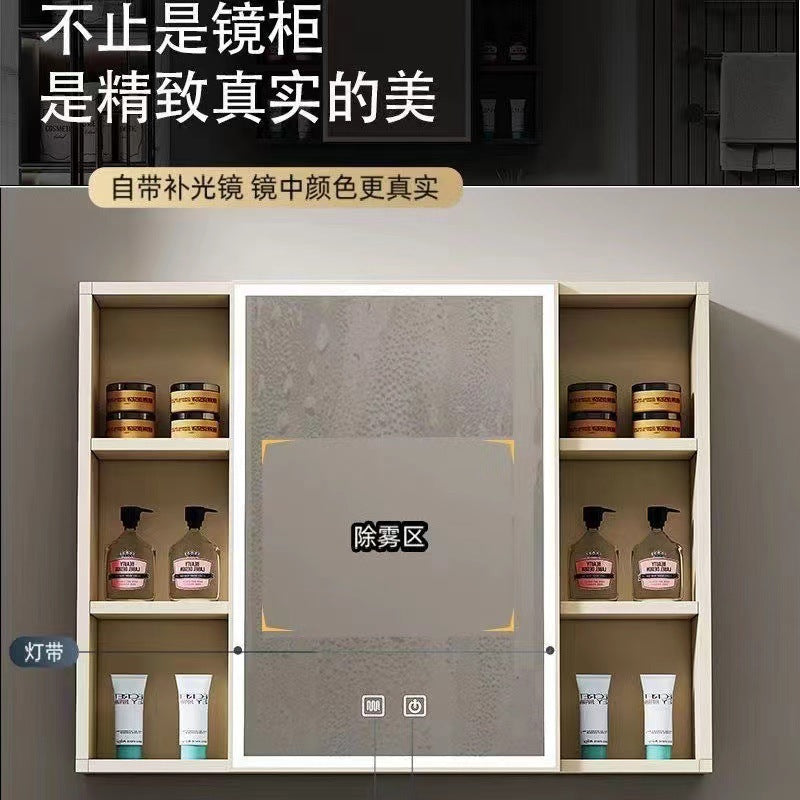 Double-layer drawer honeycomb aluminum bathroom cabinet bathroom mirror cabinet combination wall-mounted ceramic integrated basin honeycomb aluminum basin