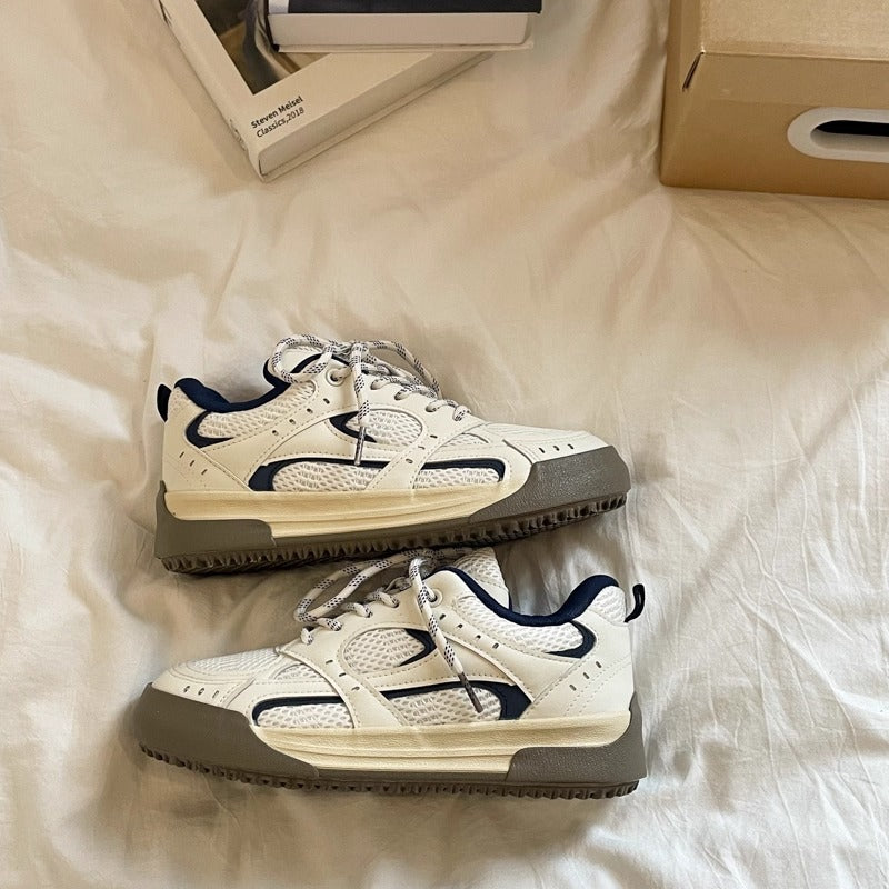 Designer niche sneakers for women, 2026 summer collection. high-end, trendy, versatile, and chic student shoes. chunky platform white sneakers