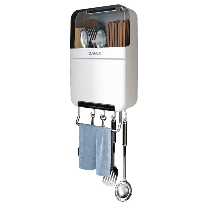 Chopsticks storage box Wall-mounted kitchen rack Household non-punching with dust cover Chopsticks cartridge integrated storage rack