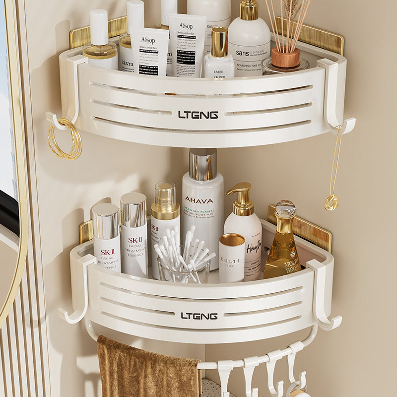Milk white corner rack bathroom non-punching toilet tripod space aluminum storage bathroom table corner rack