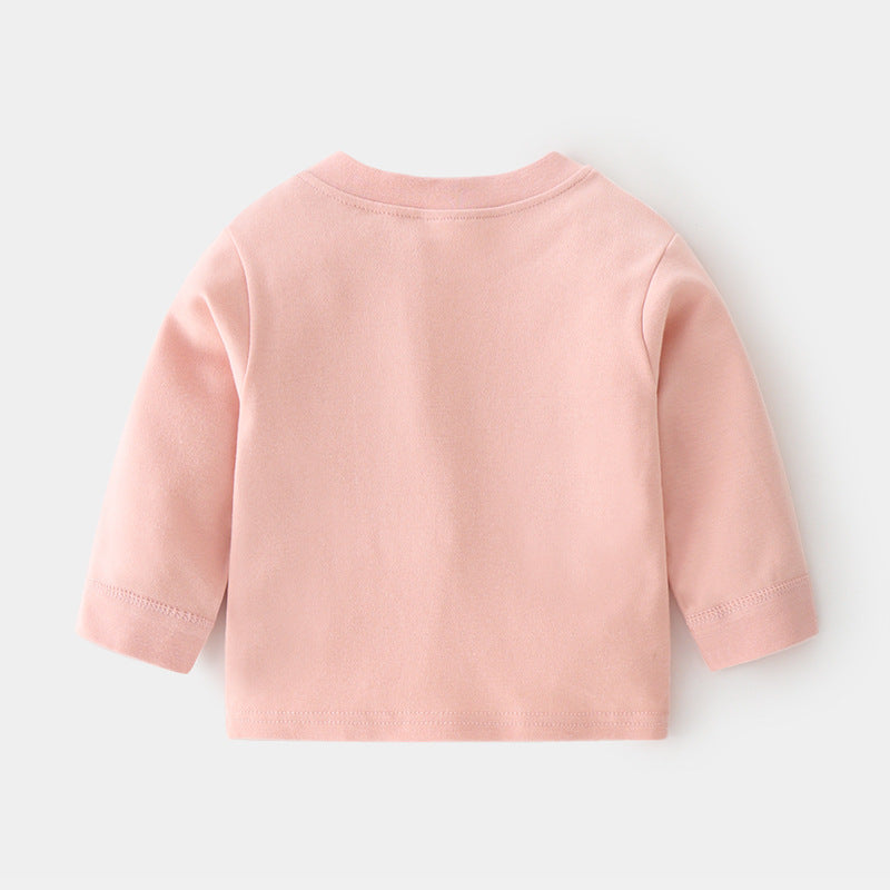 Babylon baby autumn clothes baby pure cotton home retropure cottonspring & fallintimates bottom shirt children's clothing shoulder open t-shirt