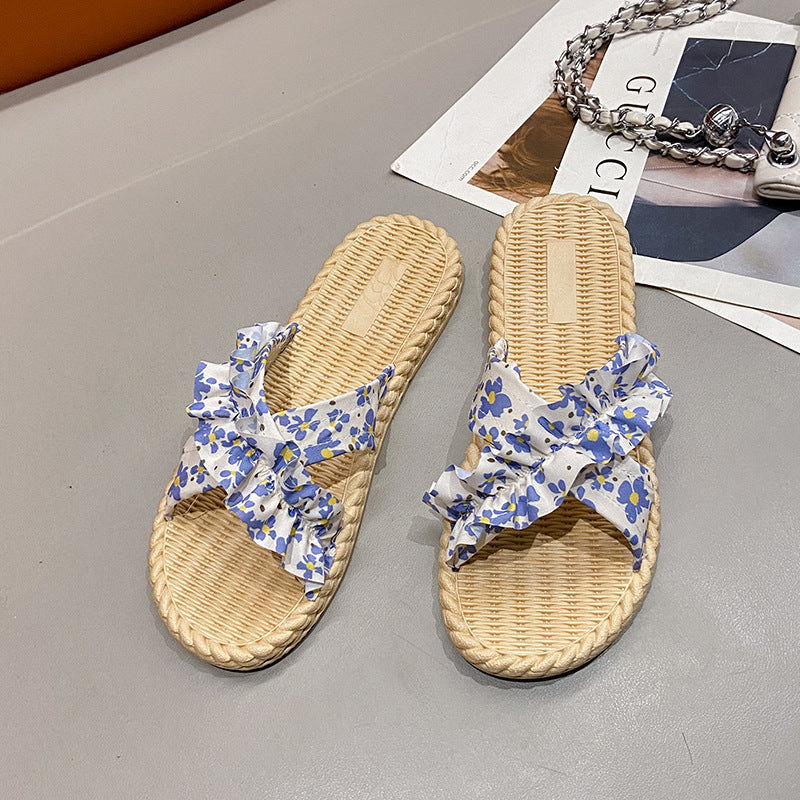 Women's summer outdoor sandals: new versatile lightweight flat sandals, beach-ready floral fashion, non-slip slides