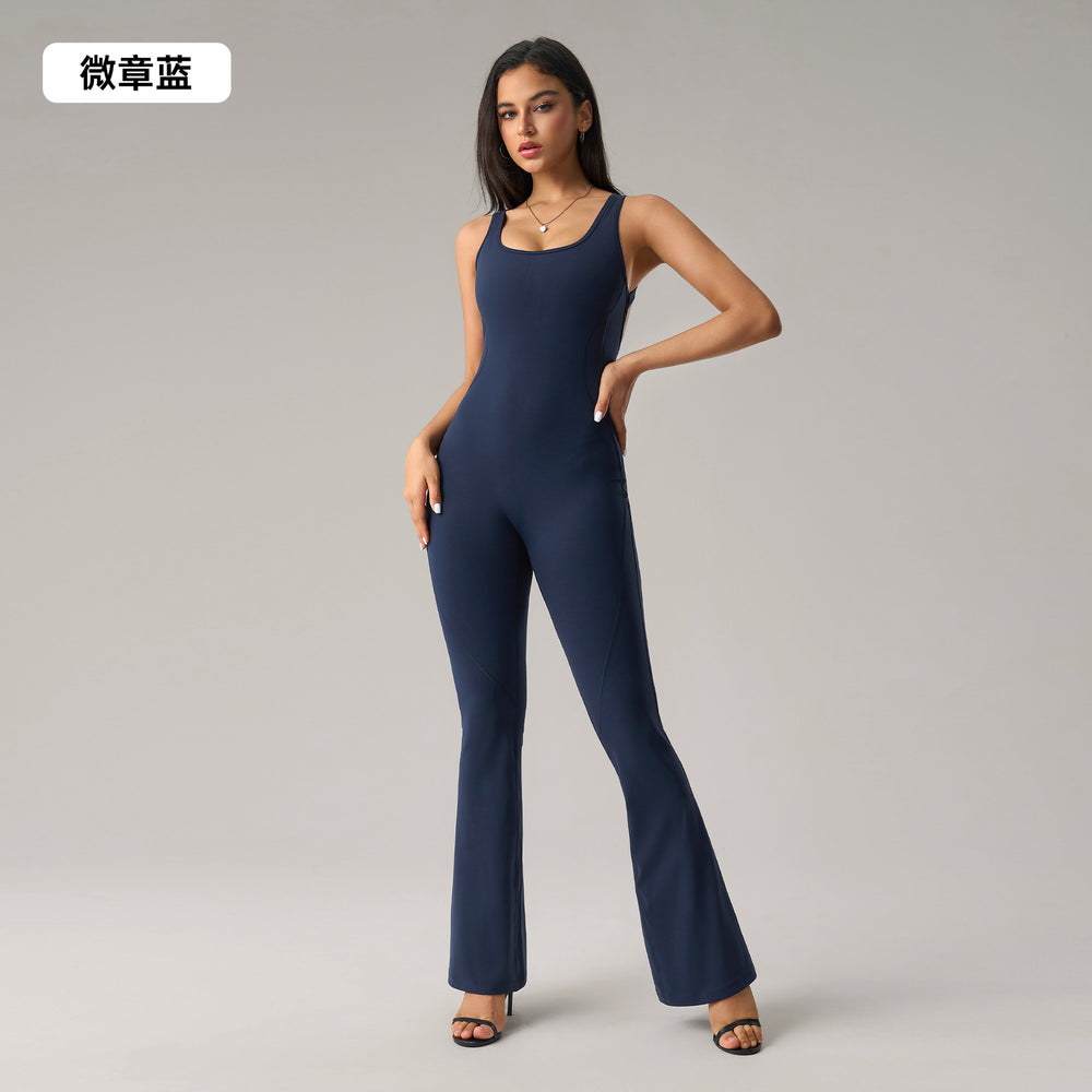 european and american butt-lifting slimming one-piece yoga suit with chest pad and slightly elastic sports fitness one-piece suit dlt006