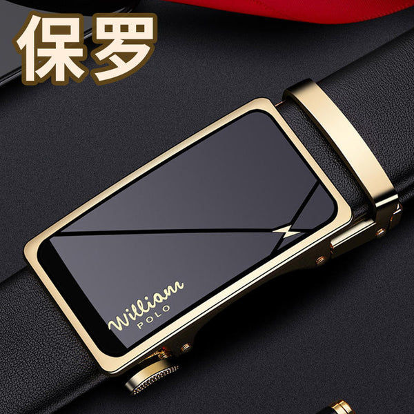 Emperor Paul Belt Men's Leather Alloy Automatic Buckle Simple Belt Men's Fashion Belt Premium Genuine