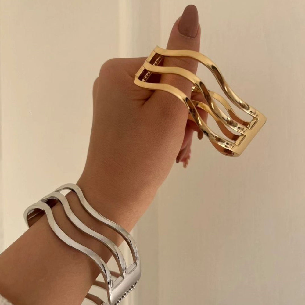 Wholesale alloy round bangle - new european and american cross-border e-commerce jewelry - women's irregular style bangle - open cuff bracelet