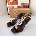 Za autumn new arrivals 2024: stiletto heel sandals with metal buckle detail, ankle strap, and back tie closure