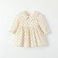 Girls' autumn dress: stylish princess dress for baby girls, fashionable long-sleeved floral print with turn-down collar, new spring and autumn collection