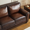 American sofa baton brown hand-rubbed full leather first-layer cowhide three-person row retro living room furniture