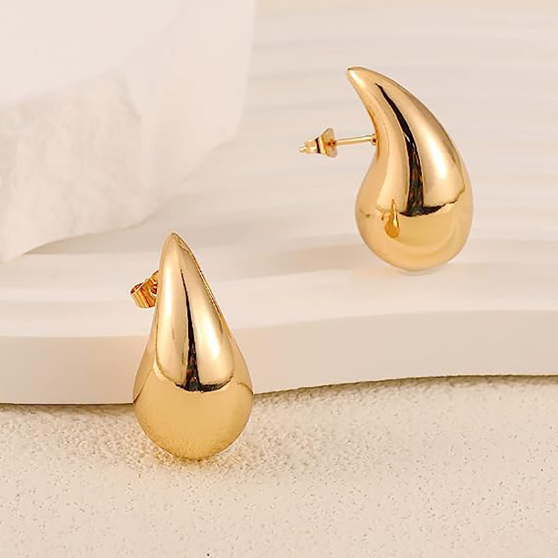 Amazon's new earrings fashioncasual water drop earrings eleganteasiest for match14k gold-plated glossy water drop earrings