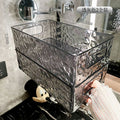 Glacier cosmetic organizer basket - luxury glacier pattern stackable storage box for desktop
