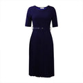 D3292 cross-border new european and american  round neck midi pleated skirt plus size african cross-border african dress