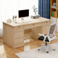 Office desk with lock, workstation with drawers, desk and chair set for employees, home desktop minimalist computer desk