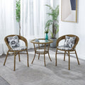 Balcony for home small coffee table house courtyard rattan tea table and chair combination outdoor open-air rattan chair three-piece small round table