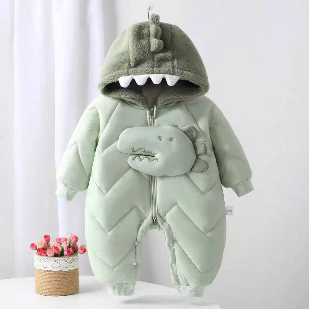 Fall and winter baby fleece-linedthickened baby jumpsuit winter clothing rompers outdoor newborn clothes one-piece new arrival