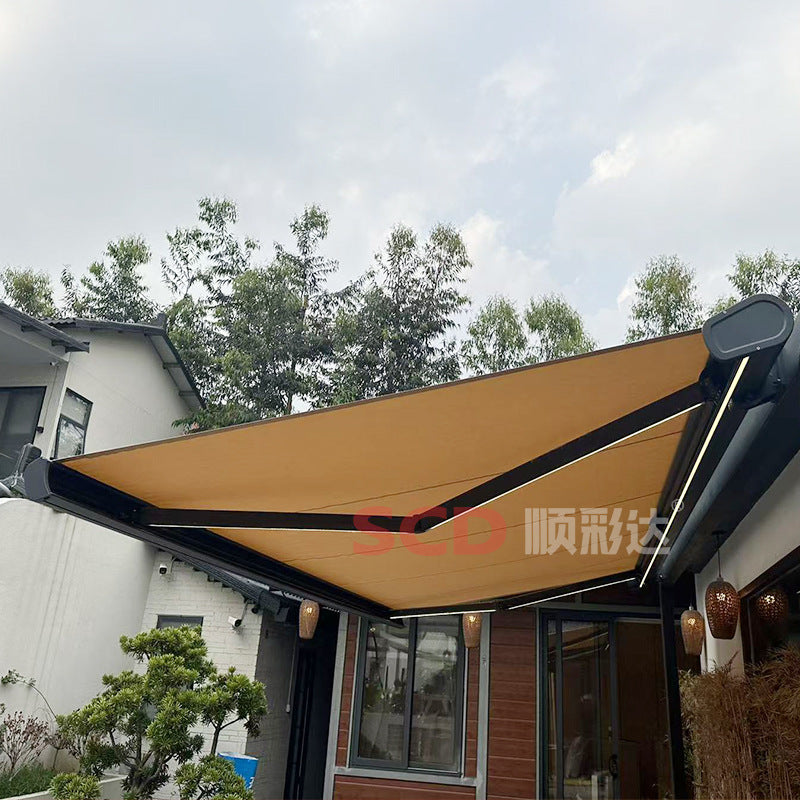 Export foreign trade electric intelligent full box telescopic awning rain canopy house balcony wind and light sensor automatic switch