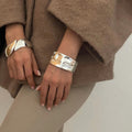 Irregular round bracelet wholesale european and american cross-border jewelry fashion alloy wide version round spring open bracelet for women